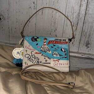 NWT Spartina 449 Greetings From Embroidered Bag South Carolina Ga NEVER USED